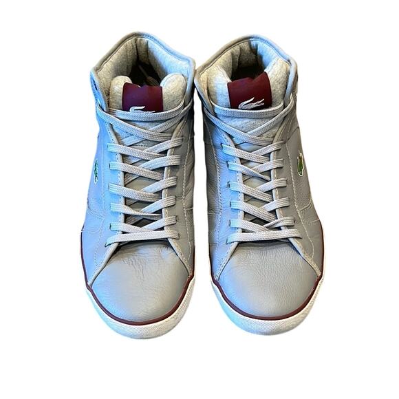 Lacoste Men's Camous Cor Leather Hi-Top Trainers Gray Size 10 - Picture 1 of 6